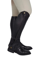Grand Prix Elite Leather Kids Half Chaps, Black - Huntley Equestrian - Flyclothing LLC