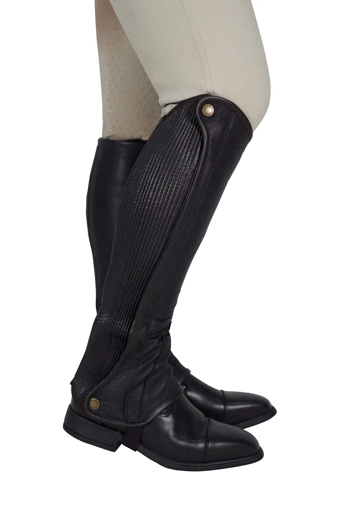 Grand Prix Elite Leather Kids Half Chaps, Black - Huntley Equestrian - Flyclothing LLC