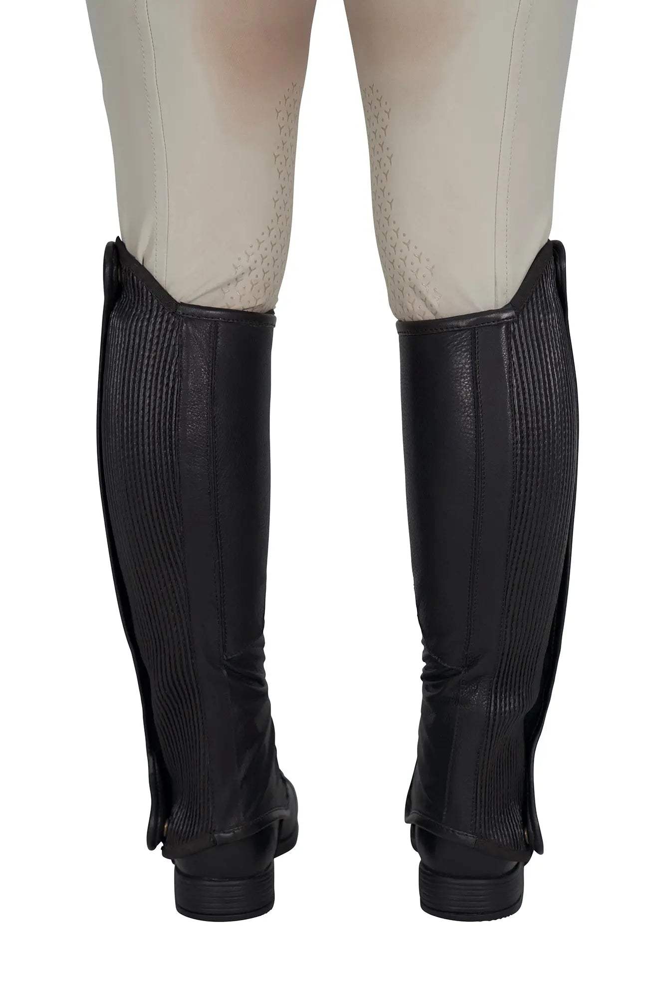 Grand Prix Elite Leather Kids Half Chaps, Black - Huntley Equestrian - Flyclothing LLC