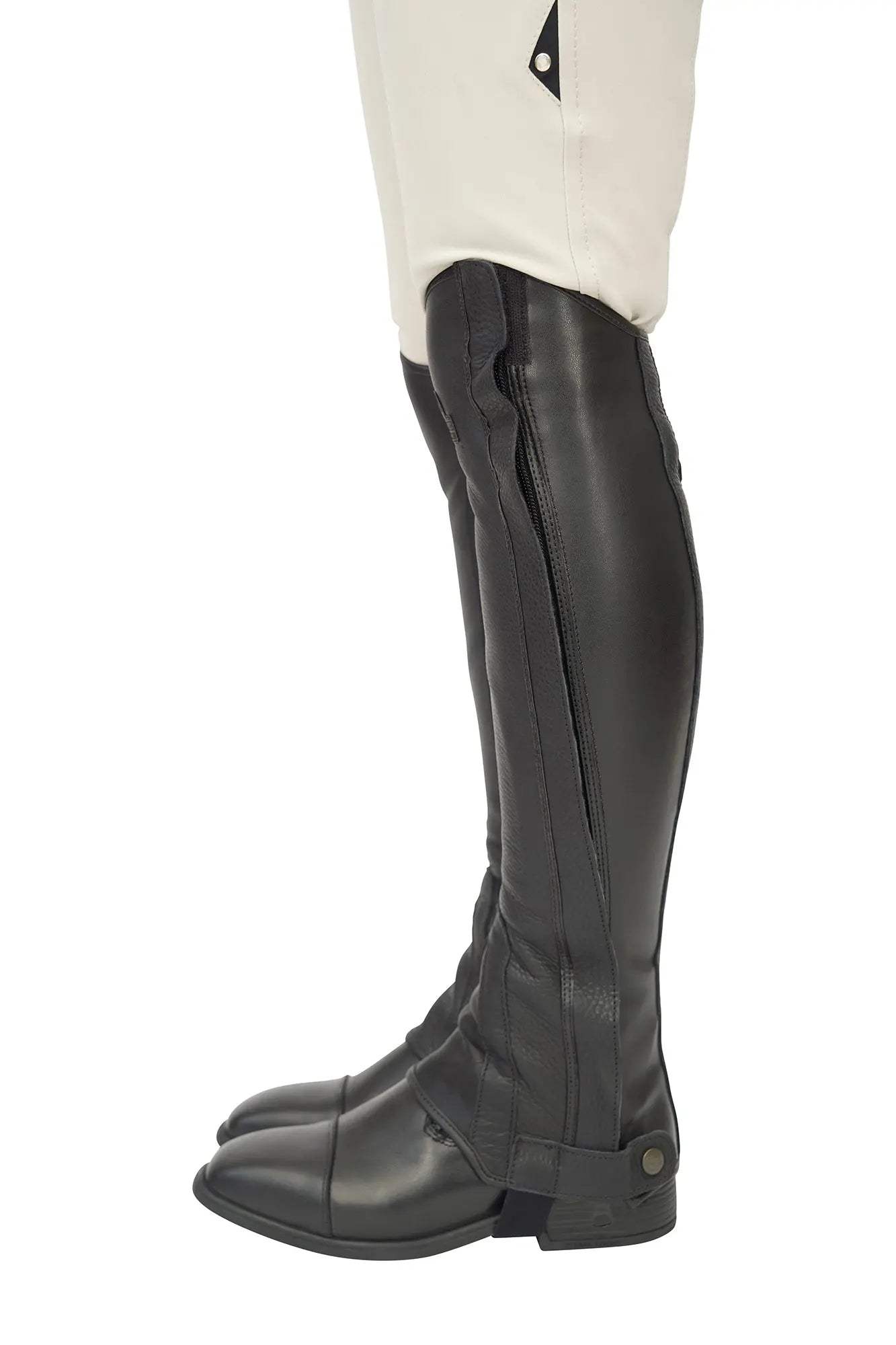 Grand Prix LC Italian Full Leather Half Chaps, Black - Huntley Equestrian - Flyclothing LLC
