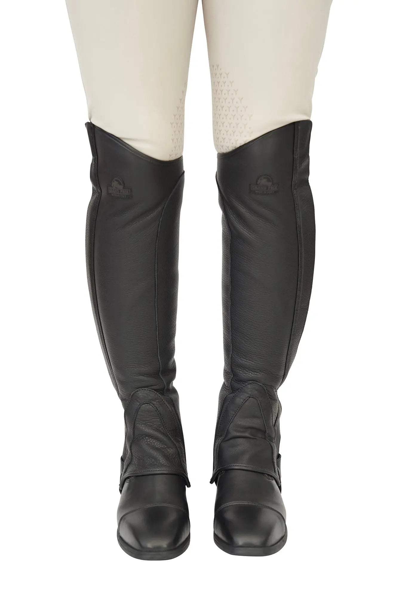 Grand Prix LC Italian Full Leather Half Chaps, Black - Huntley Equestrian - Flyclothing LLC