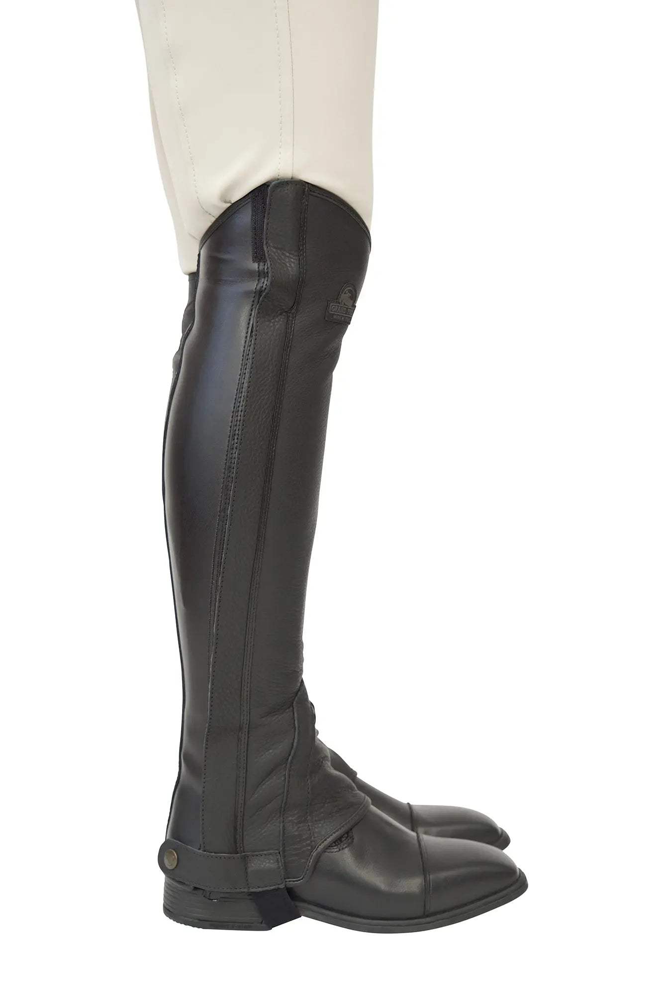 Grand Prix LC Italian Full Leather Half Chaps, Black - Huntley Equestrian - Flyclothing LLC