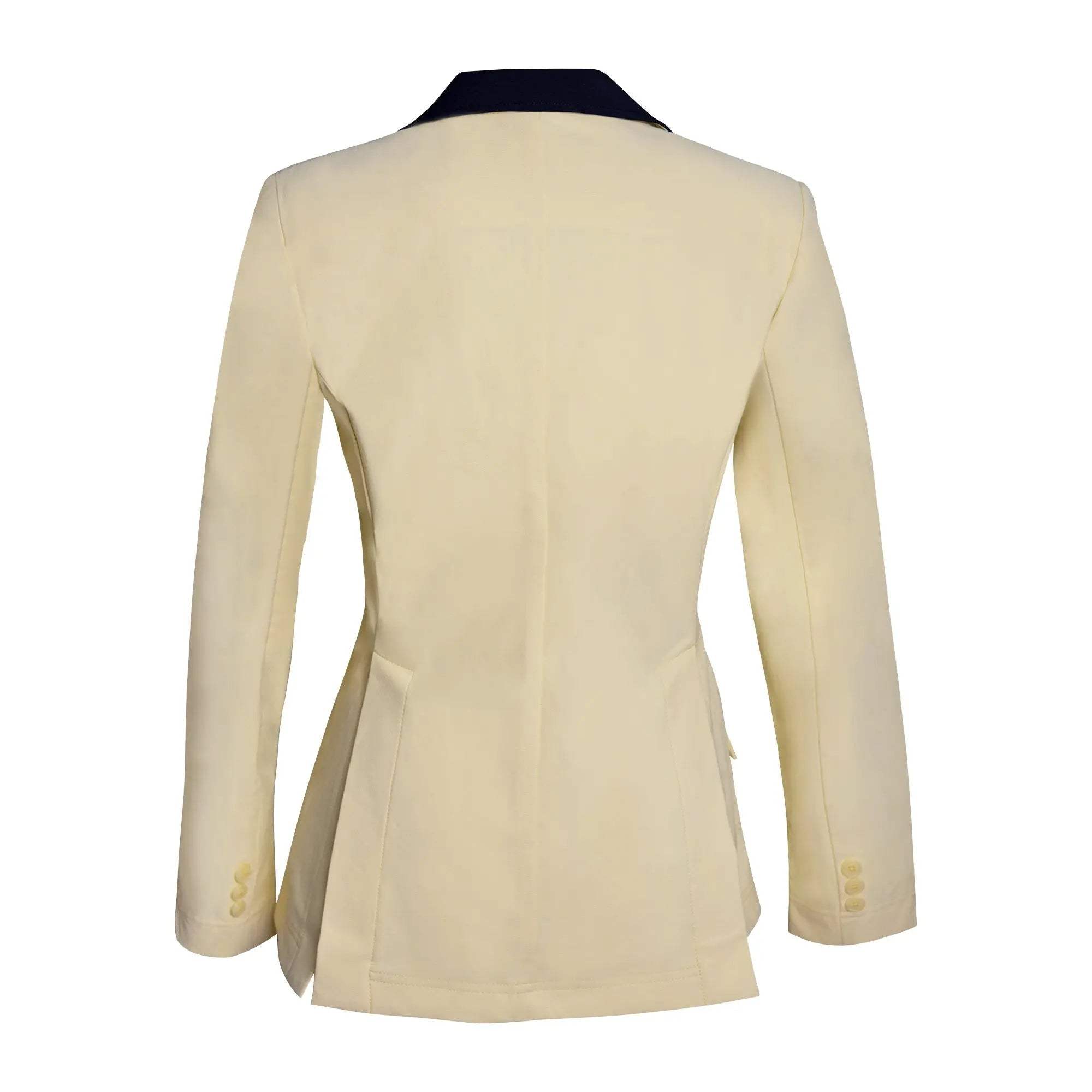 Grand Prix Ladies EQJ 3 Button Show Coat, Butter with Navy Collar - Huntley Equestrian - Flyclothing LLC