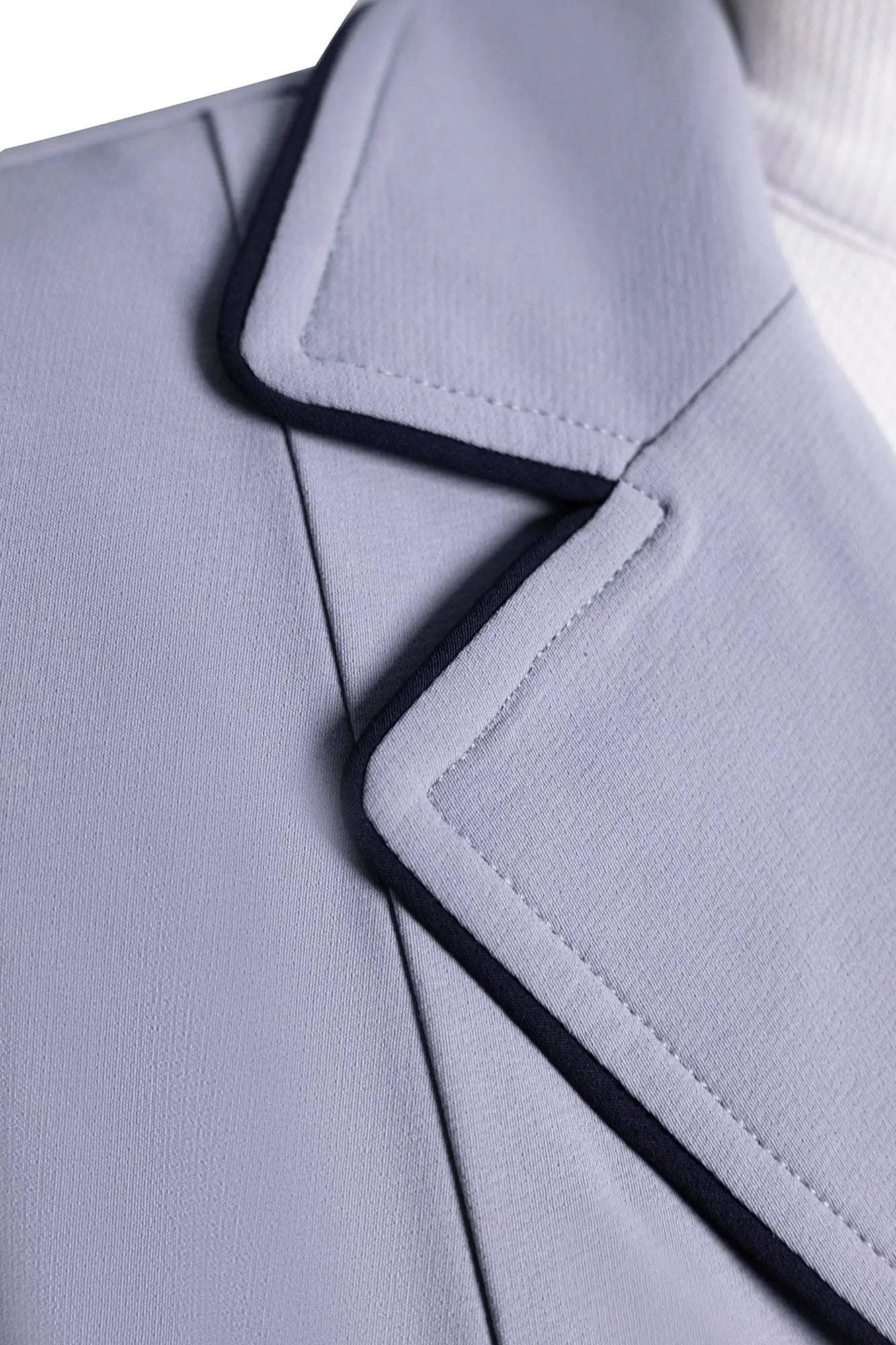 Grand Prix Ladies EQJ 3 Button Show Coat, Cadet Blue with Navy Piping - Huntley Equestrian - Flyclothing LLC