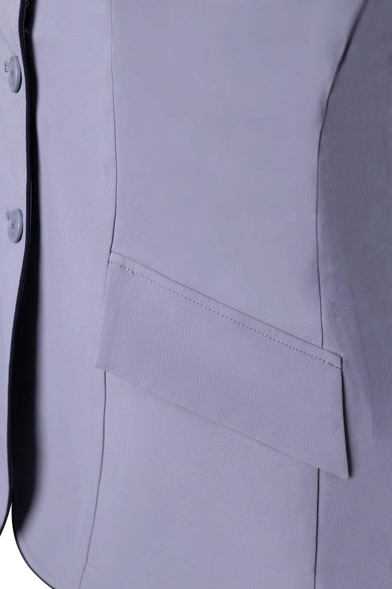 Grand Prix Ladies EQJ 3 Button Show Coat, Cadet Blue with Navy Piping - Huntley Equestrian - Flyclothing LLC