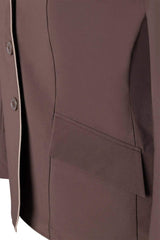 Grand Prix Ladies EQJ 3 Button Show Coat, Chocolate with Tan Piping - Huntley Equestrian - Flyclothing LLC
