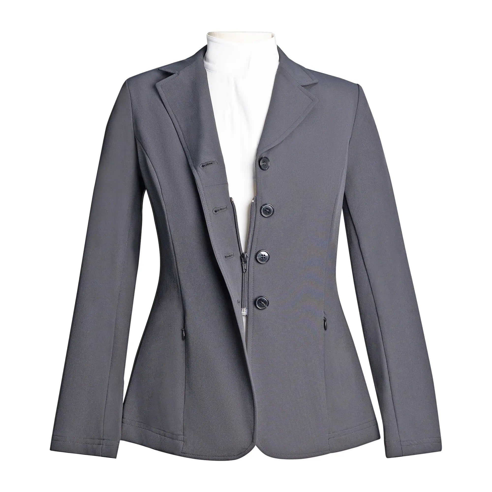 Grand Prix Ladies Quinn Show Coat, 4 Button with Hidden Zipper Closure, Navy