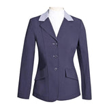 Grand Prix Ladies EQJ 3 Button Show Coat, Navy with Cadet Blue Collar - Huntley Equestrian - Flyclothing LLC