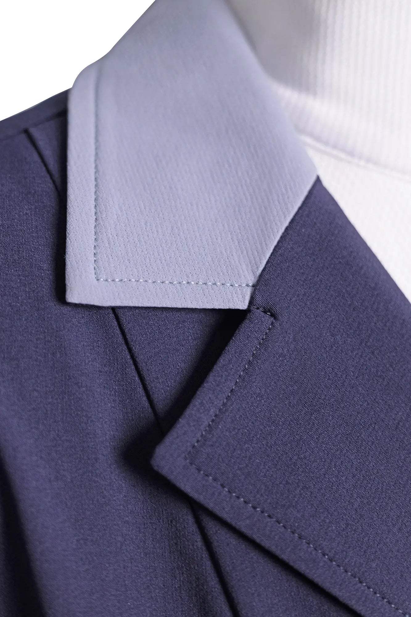 Grand Prix Ladies EQJ 3 Button Show Coat, Navy with Cadet Blue Collar - Huntley Equestrian - Flyclothing LLC