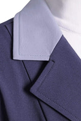 Grand Prix Ladies EQJ 3 Button Show Coat, Navy with Cadet Blue Collar - Huntley Equestrian - Flyclothing LLC