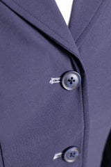 Grand Prix Ladies EQJ 3 Button Show Coat, Navy with Cadet Blue Collar - Huntley Equestrian - Flyclothing LLC