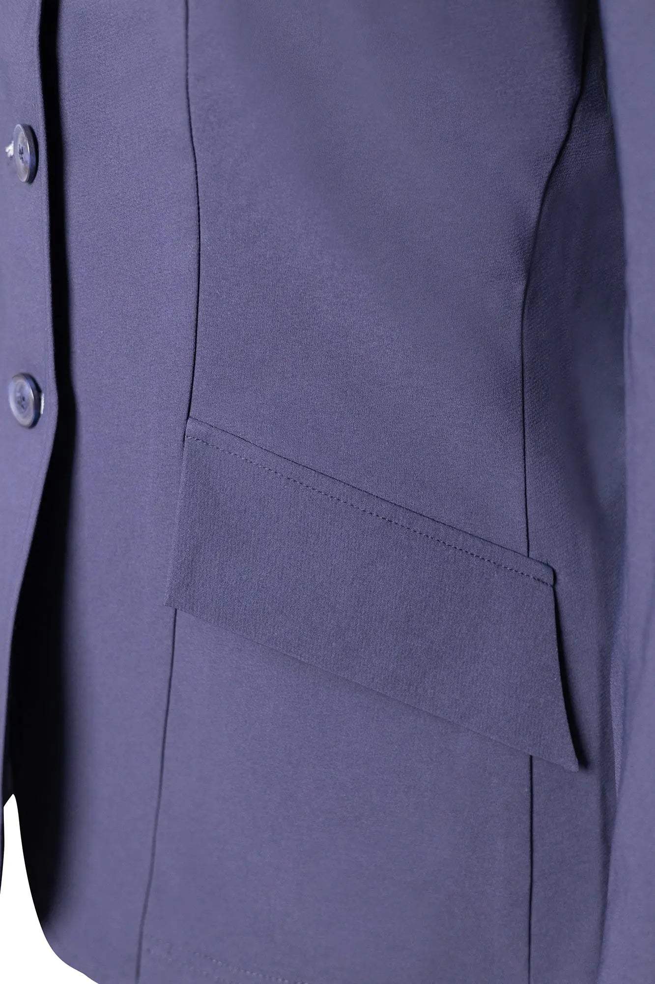 Grand Prix Ladies EQJ 3 Button Show Coat, Navy with Cadet Blue Collar - Huntley Equestrian - Flyclothing LLC
