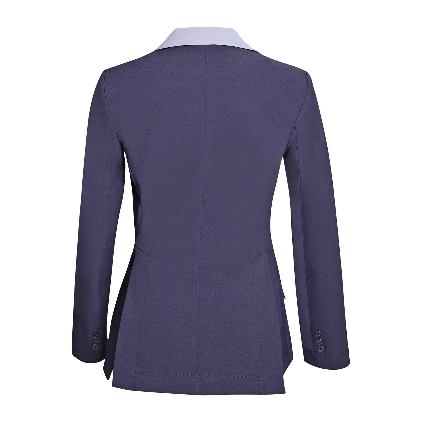 Grand Prix Ladies EQJ 3 Button Show Coat, Navy with Cadet Blue Collar - Huntley Equestrian - Flyclothing LLC