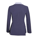Grand Prix Ladies EQJ 3 Button Show Coat, Navy with Cadet Blue Collar - Huntley Equestrian - Flyclothing LLC