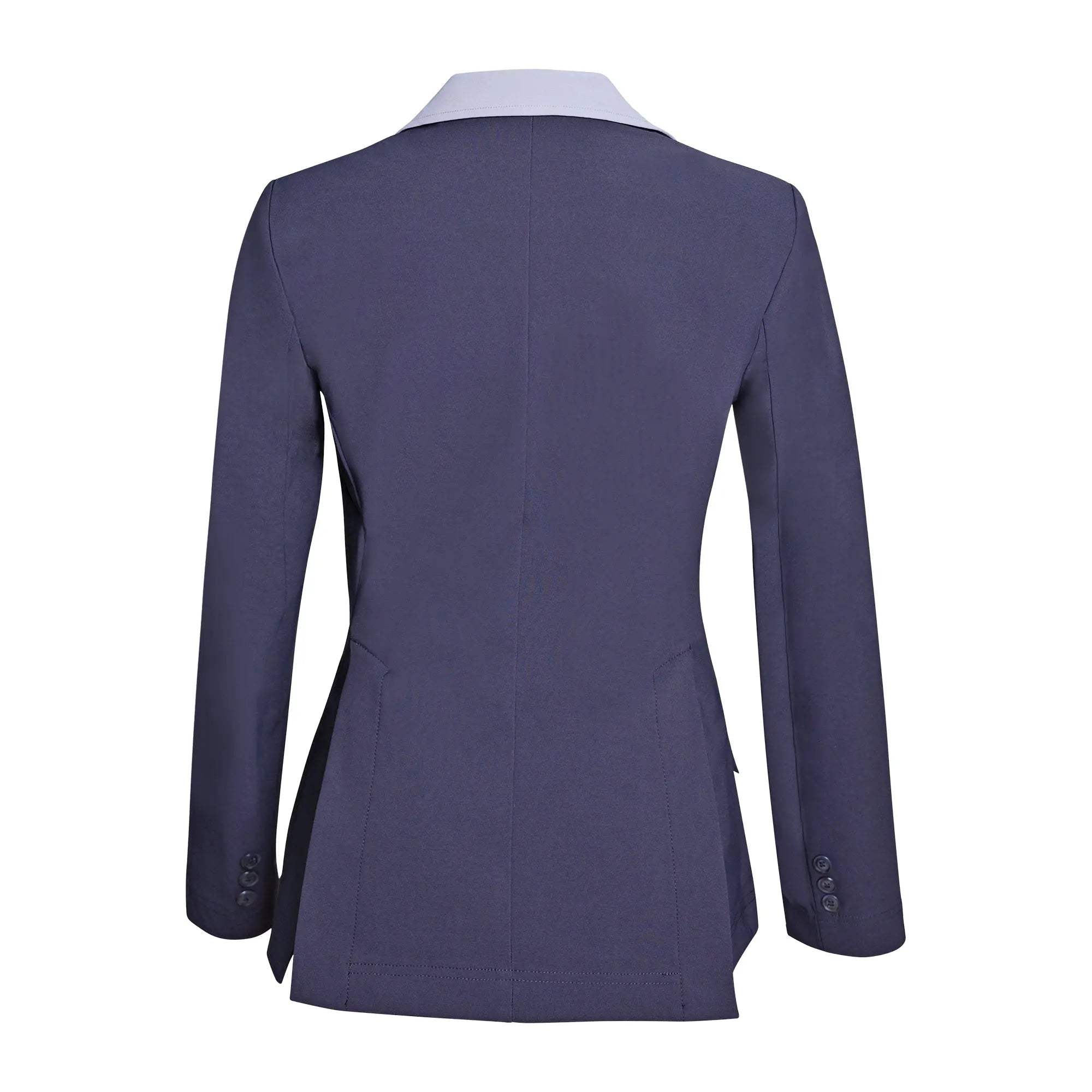 Grand Prix Ladies EQJ 3 Button Show Coat, Navy with Cadet Blue Collar - Huntley Equestrian - Flyclothing LLC