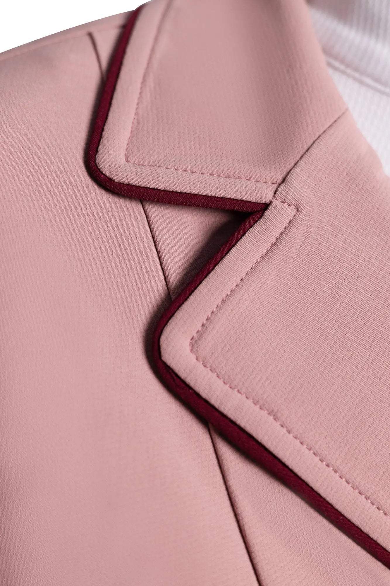 Grand Prix Ladies EQJ 3 Button Show Coat, Rose with Burgundy Piping - Huntley Equestrian - Flyclothing LLC