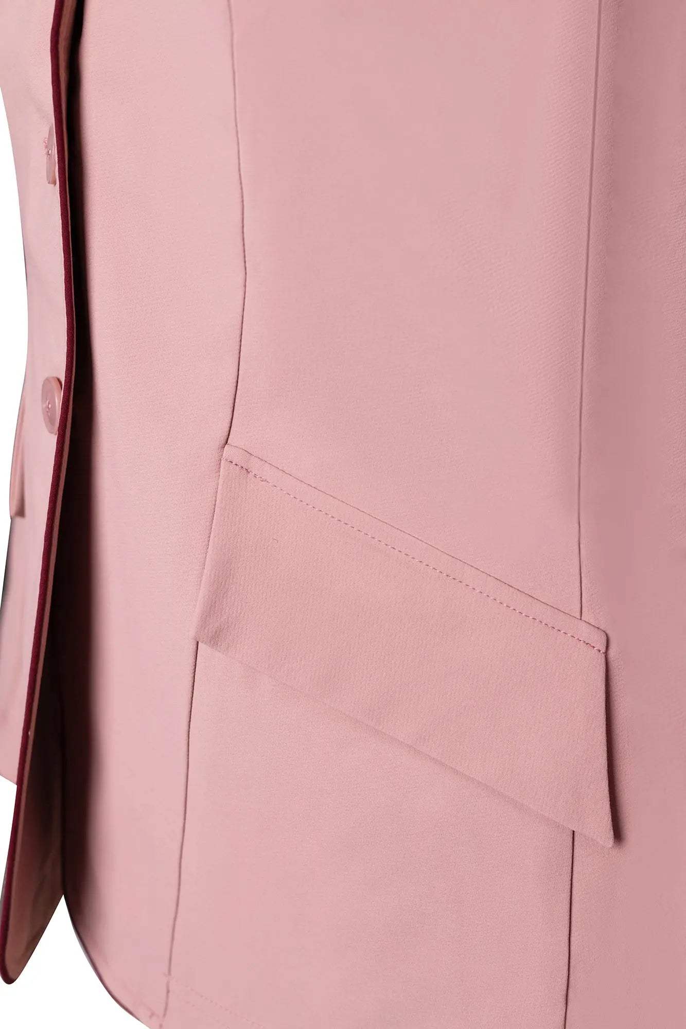 Grand Prix Ladies EQJ 3 Button Show Coat, Rose with Burgundy Piping - Huntley Equestrian - Flyclothing LLC