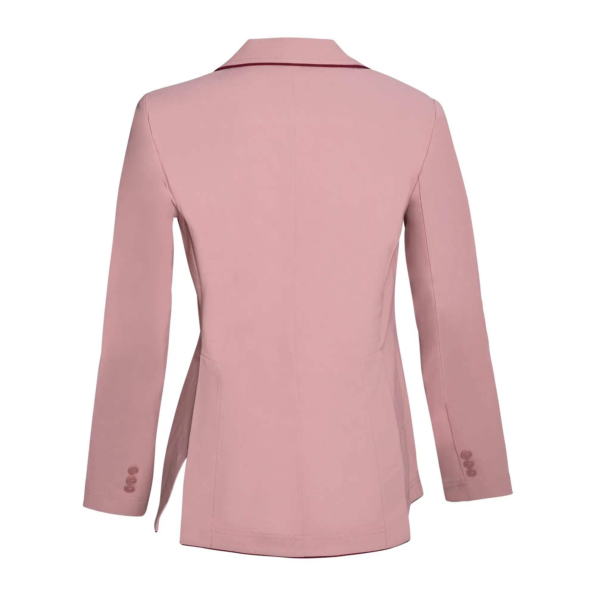Grand Prix Ladies EQJ 3 Button Show Coat, Rose with Burgundy Piping - Huntley Equestrian - Flyclothing LLC
