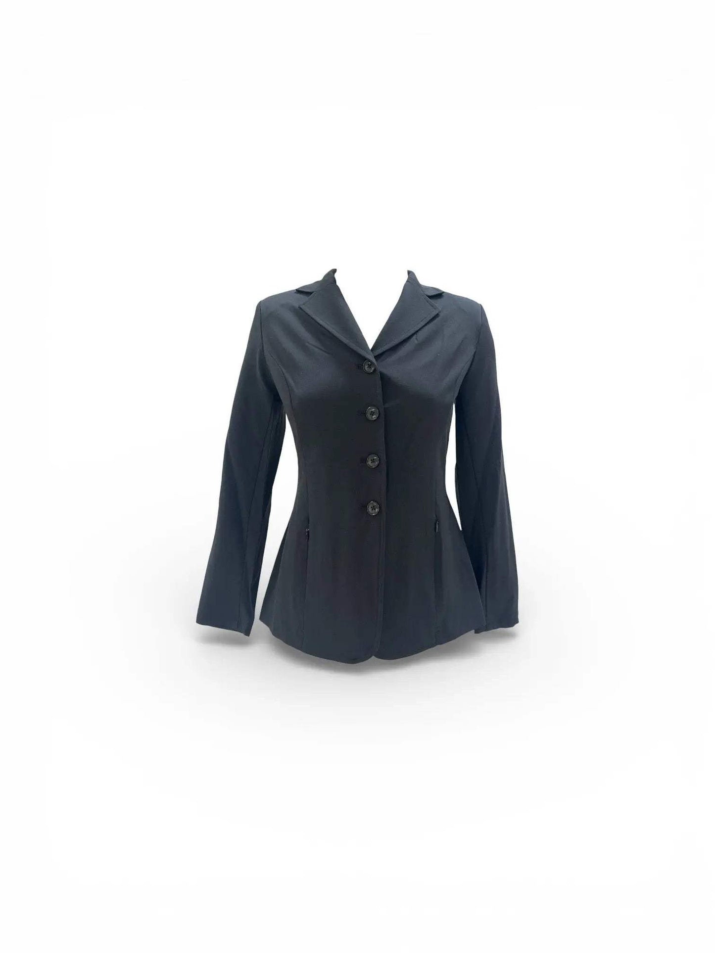 Grand Prix Quinn Show Jacket, 4 Button Front with Hidden Zipper Closure, Black - Huntley Equestrian - Flyclothing LLC