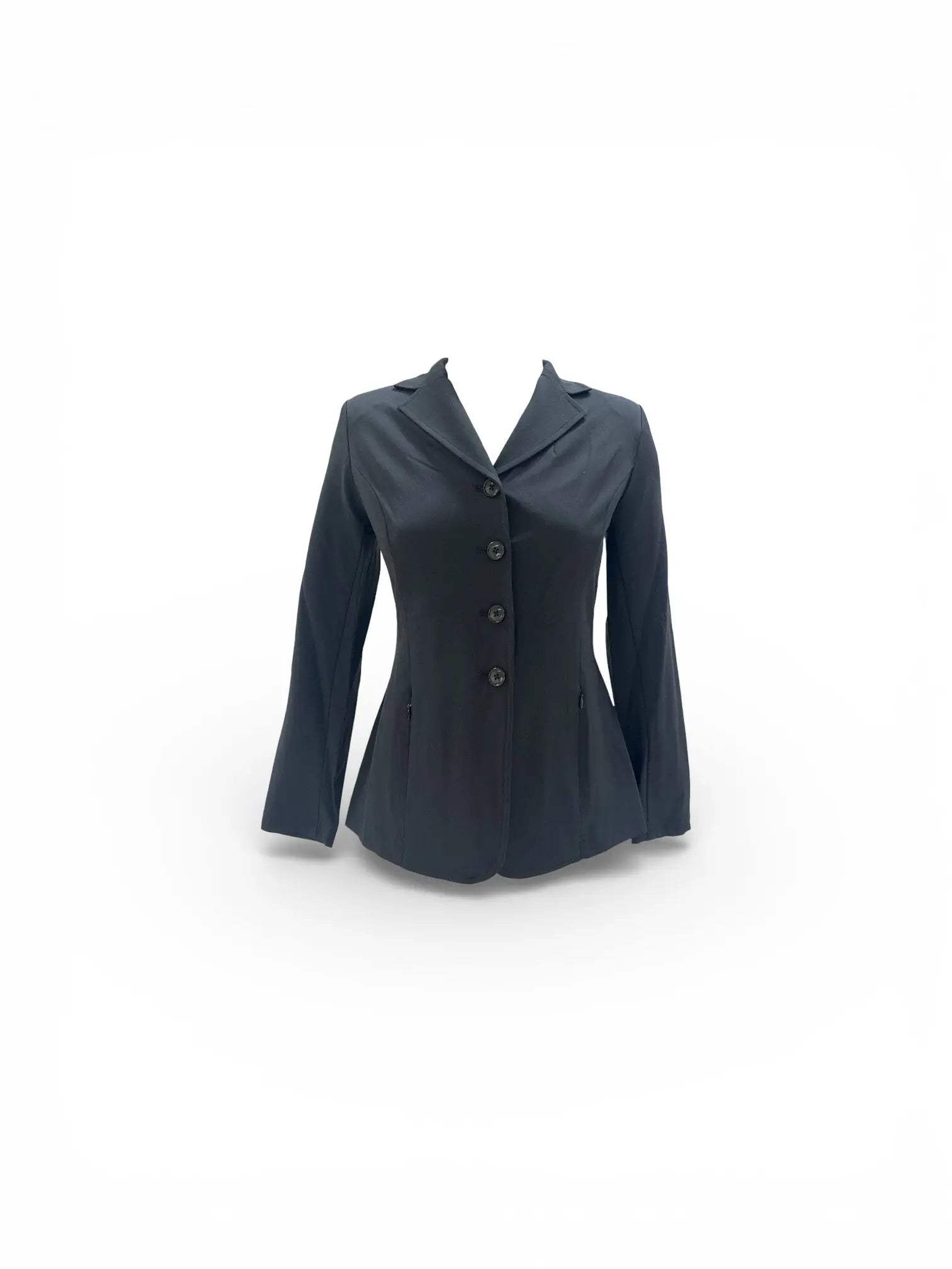 Grand Prix Quinn Show Jacket, 4 Button Front with Hidden Zipper Closure, Black - Huntley Equestrian - Flyclothing LLC