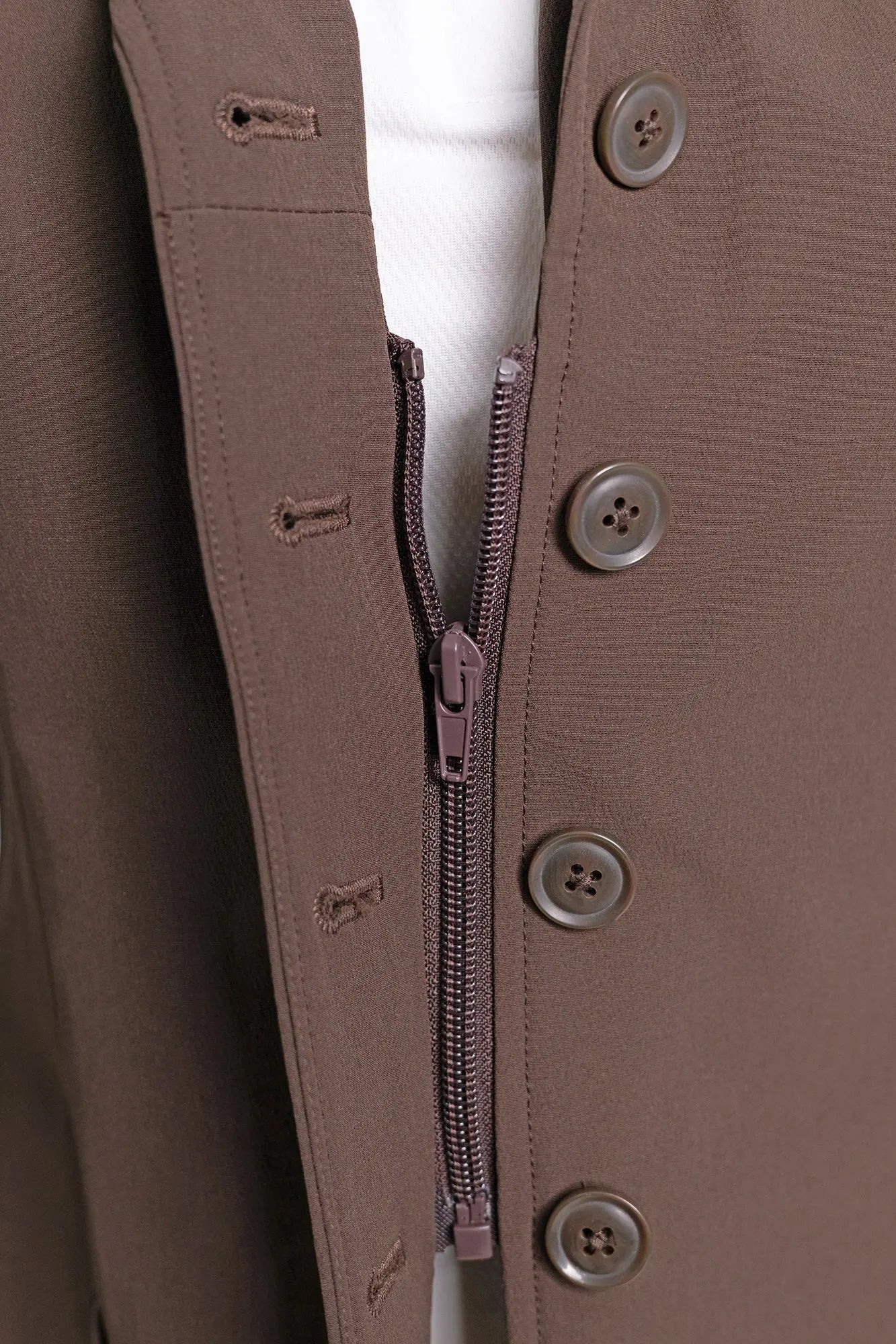 Grand Prix Quinn Show Jacket, 4 Button Front with Hidden Zipper Closure, Chocolate