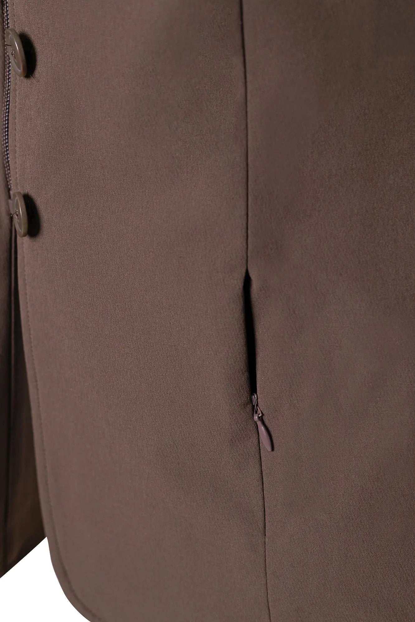 Grand Prix Quinn Show Jacket, 4 Button Front with Hidden Zipper Closure, Chocolate