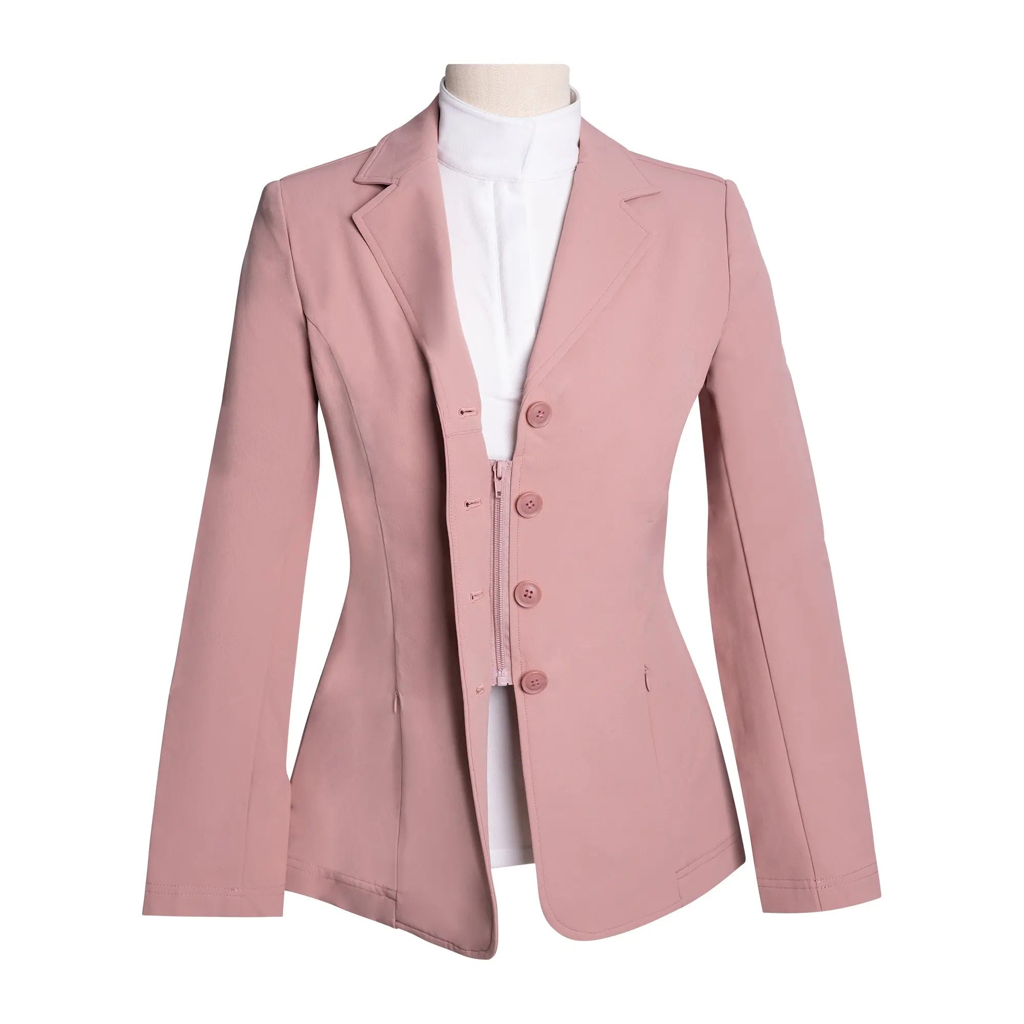 Grand Prix Quinn Show Jacket, 4 Button Front with Hidden Zipper Closure, Rose