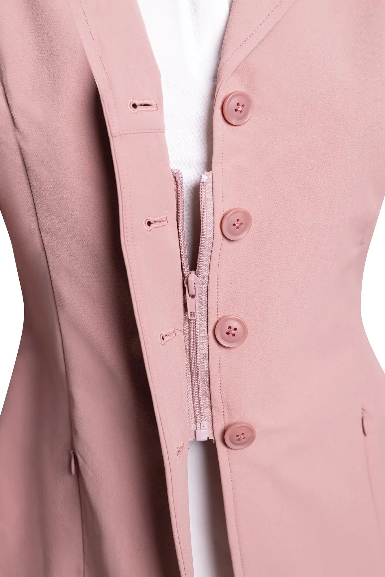 Grand Prix Quinn Show Jacket, 4 Button Front with Hidden Zipper Closure, Rose