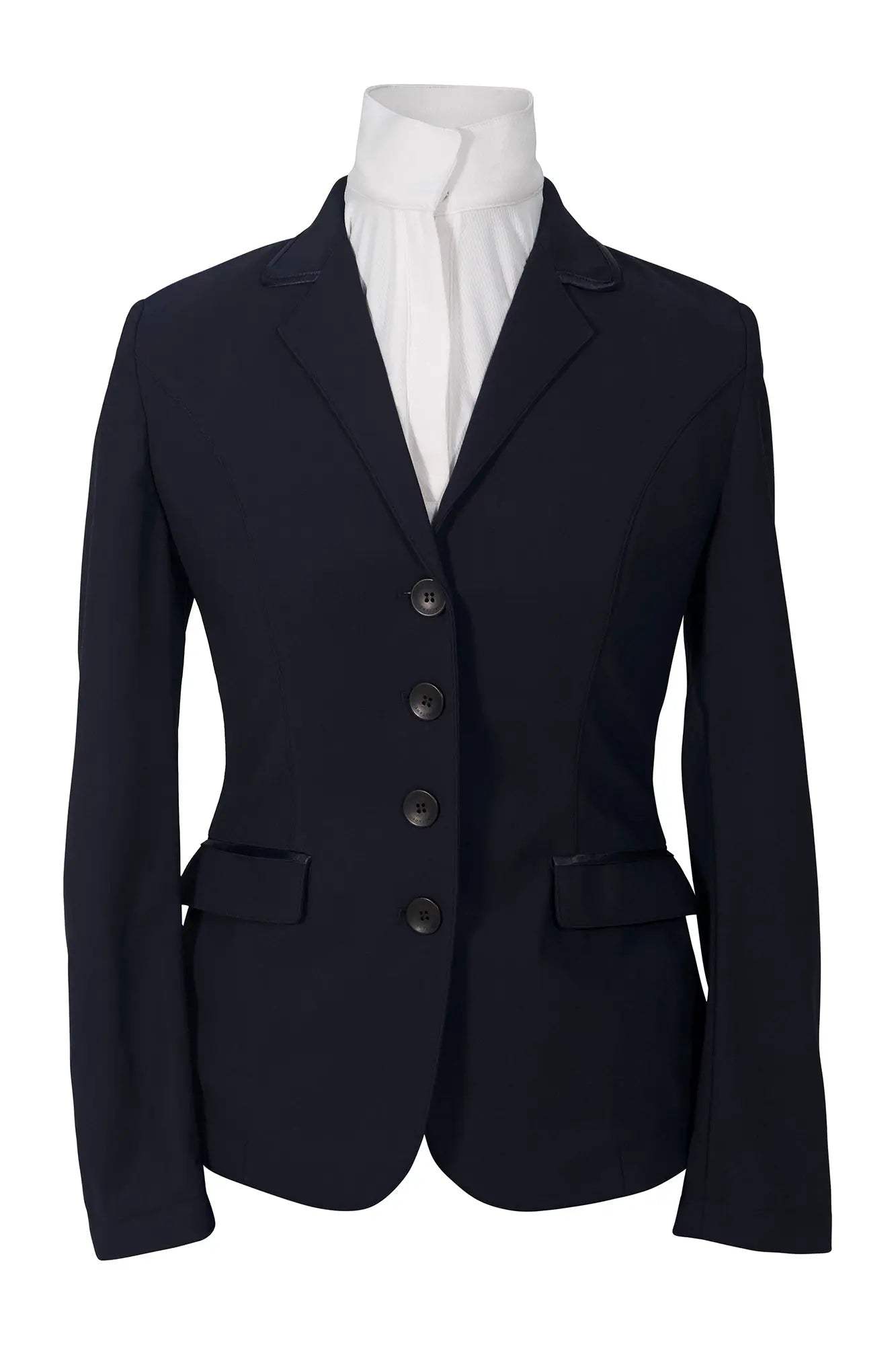 Grand Prix Saltare Dolce 4 Button Riding Show Jacket, Navy - Huntley Equestrian - Flyclothing LLC