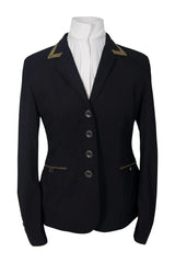 Grand Prix Saltare Premio 4 Button Riding Show Coat, Black with Moss Green