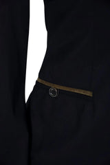 Grand Prix Saltare Premio 4 Button Riding Show Coat, Black with Moss Green