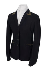 Grand Prix Saltare Premio 4 Button Riding Show Coat, Black with Moss Green