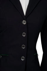Grand Prix Saltare Premio 4 Button Riding Show Coat, Black with Dark Green