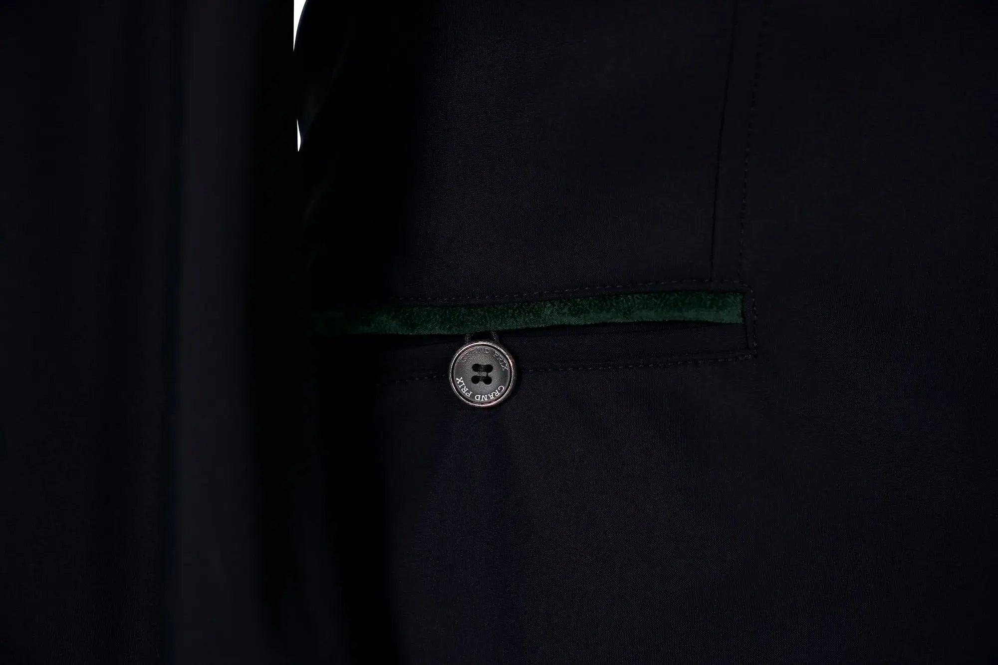 Grand Prix Saltare Premio 4 Button Riding Show Coat, Black with Dark Green