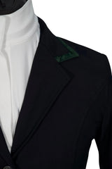 Grand Prix Saltare Premio 4 Button Riding Show Coat, Black with Dark Green
