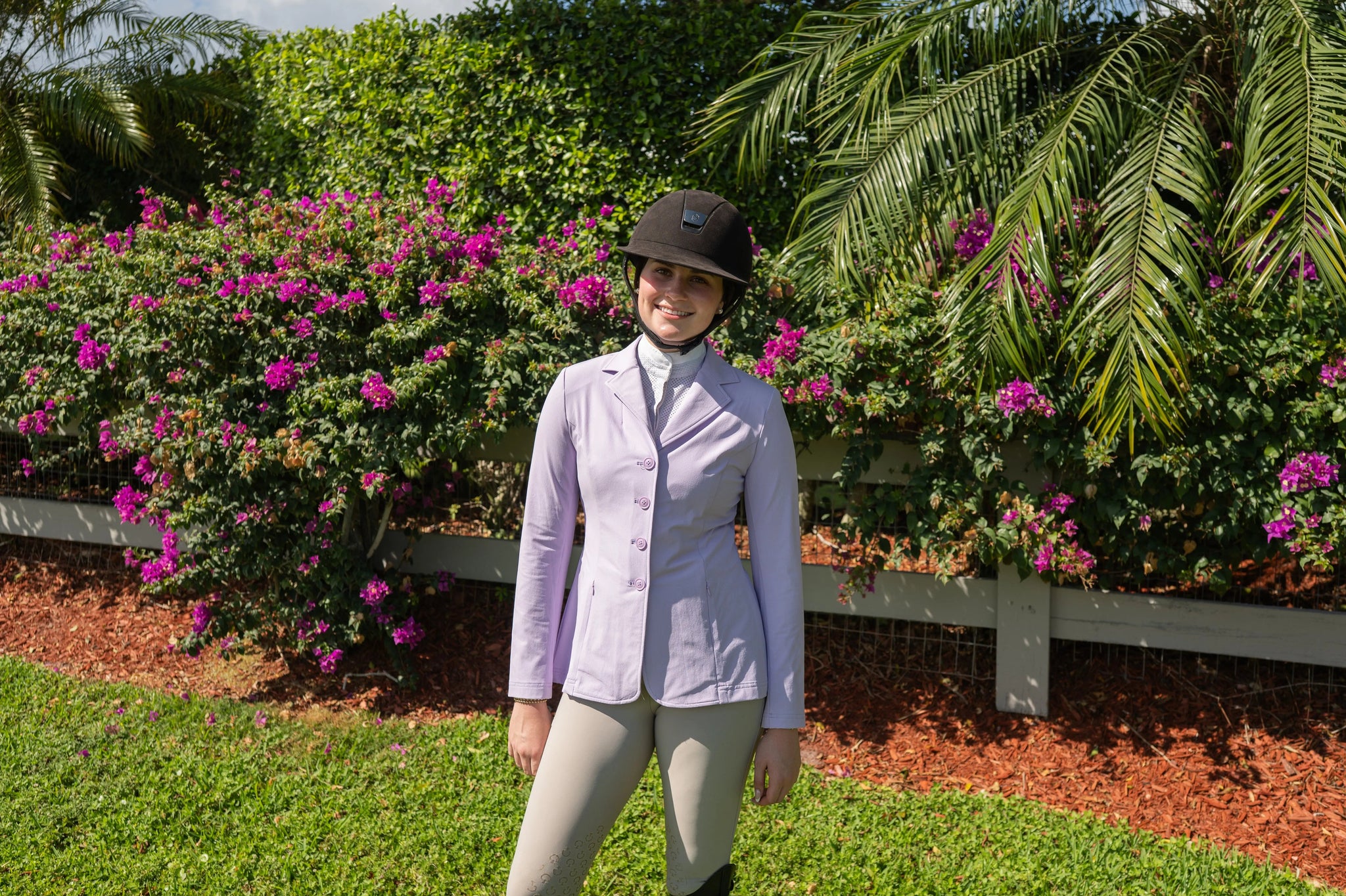 Grand Prix ladies Quinn Show Coat, 4 Button with Zipper, Lilac