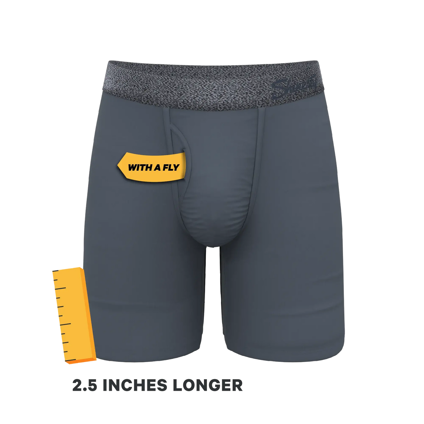 The Graphite | Tonal Grey Long Leg Ball Hammock® Pouch Underwear With Fly - Shinesty - Flyclothing LLC