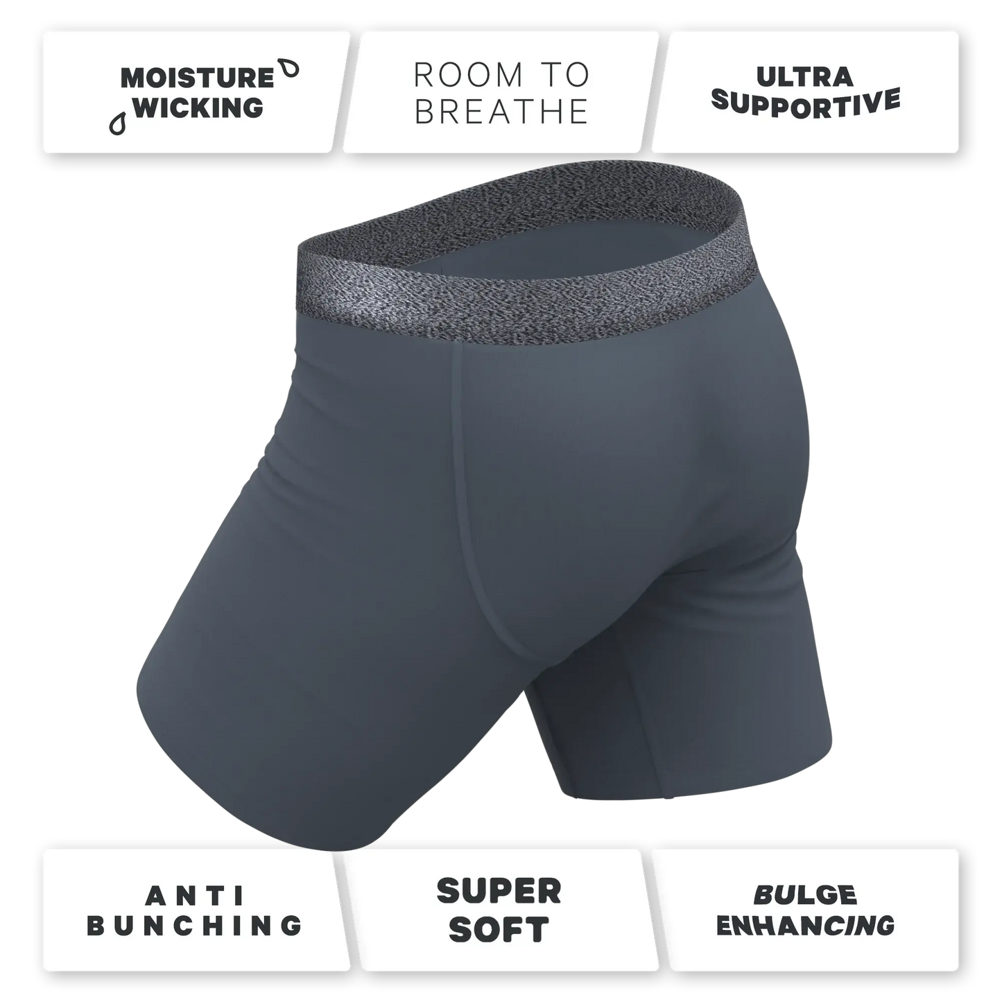 The Graphite | Tonal Grey Long Leg Ball Hammock® Pouch Underwear With Fly - Shinesty - Flyclothing LLC