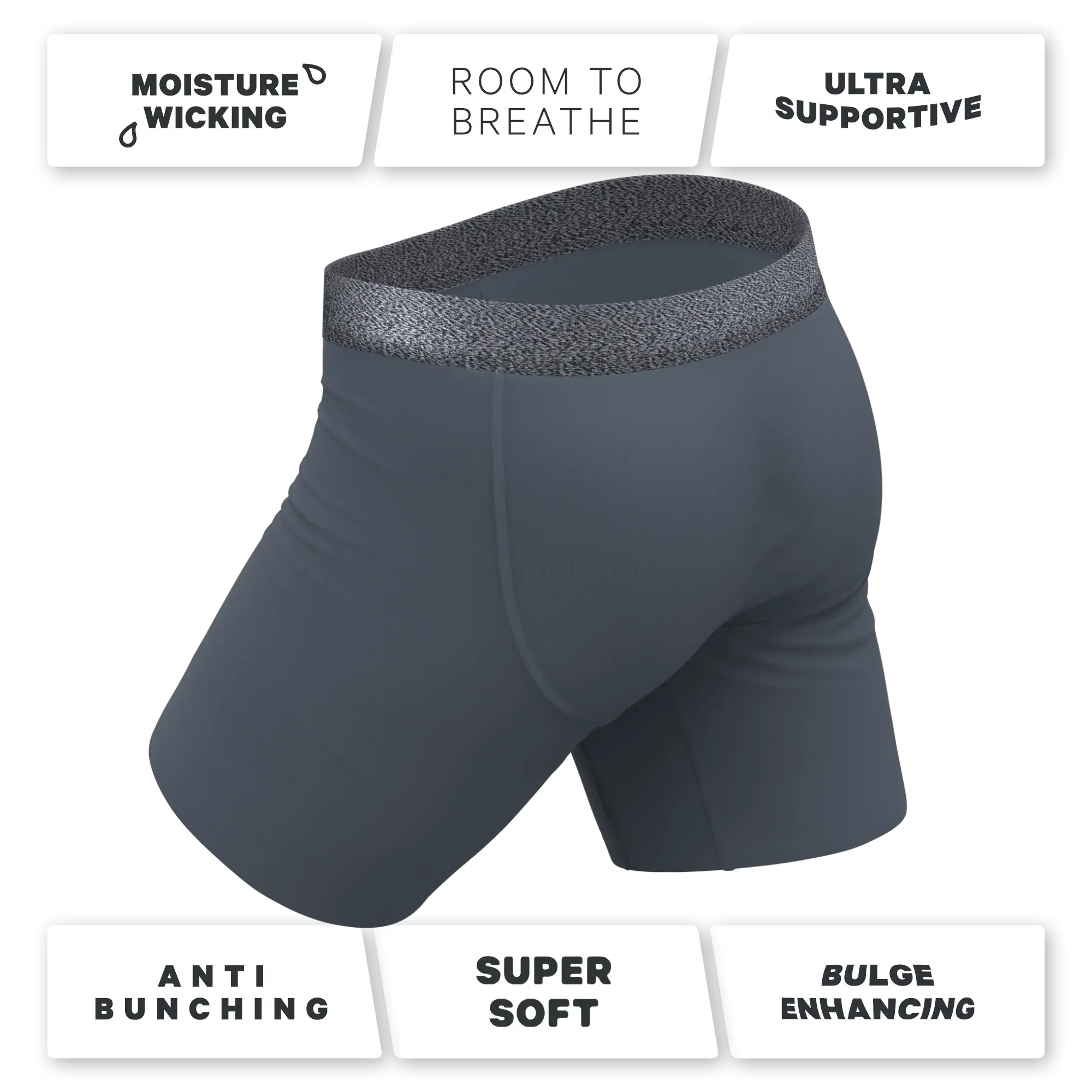 The Graphite | Tonal Grey Long Leg Ball Hammock® Pouch Underwear With Fly - Shinesty - Flyclothing LLC
