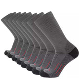 8 Pairs Graphite - Hike Crew Midweight Merino Wool Sock - GRIP6 - Flyclothing LLC
