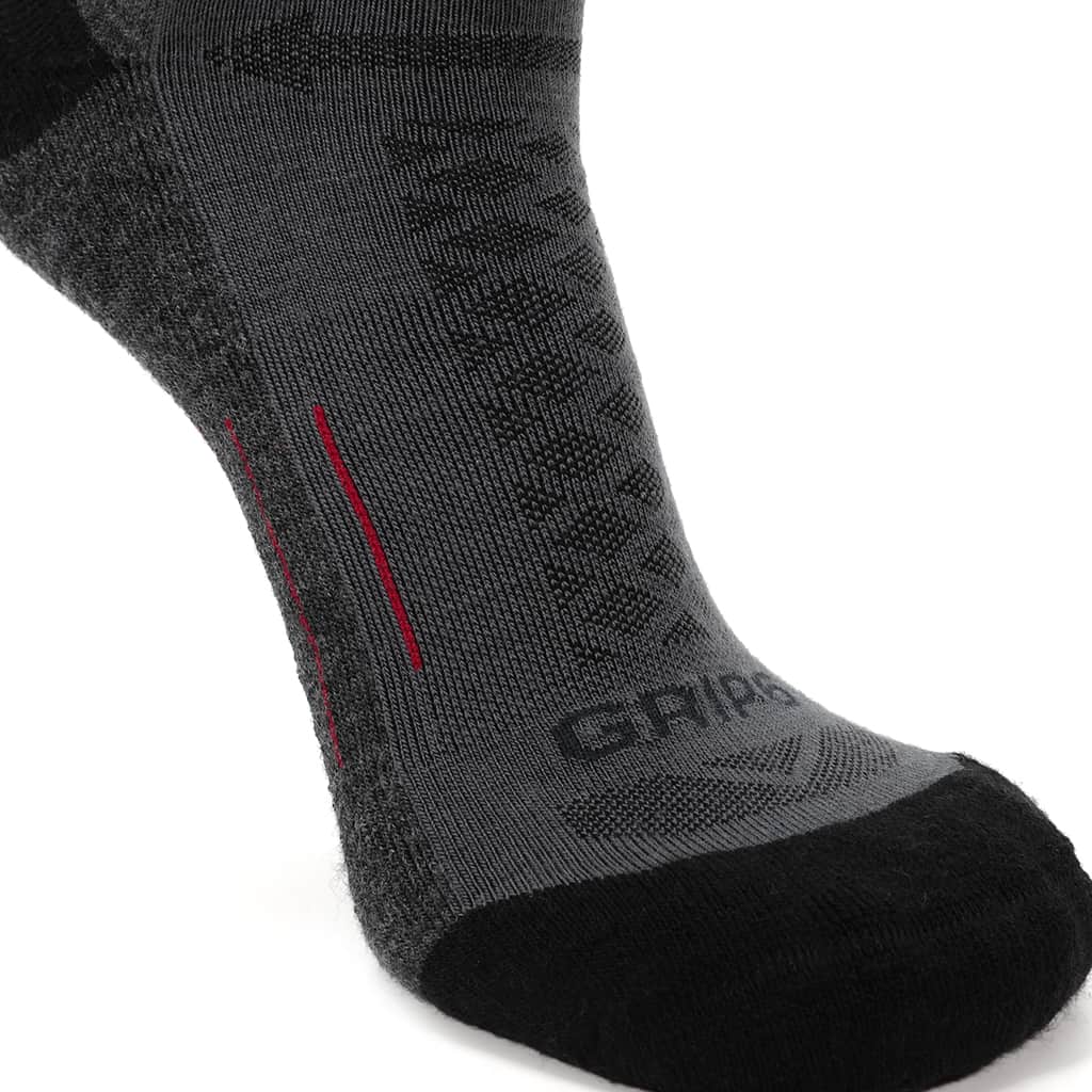3 Pack Graphite - Hike Crew Midweight Merino Wool Sock - GRIP6 - Flyclothing LLC