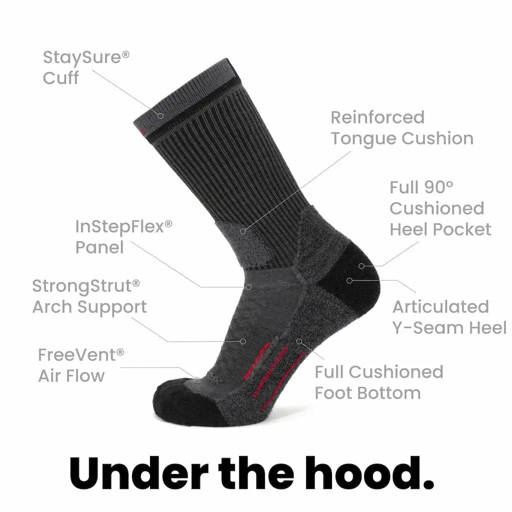 3 Pack Graphite - Hike Crew Midweight Merino Wool Sock - GRIP6 - Flyclothing LLC