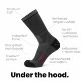 3 Pack Graphite - Hike Crew Midweight Merino Wool Sock - GRIP6 - Flyclothing LLC