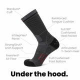 8 Pairs Graphite - Hike Crew Midweight Merino Wool Sock - GRIP6 - Flyclothing LLC