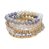 5PCS Faceted Heishi Beaded Multi Layered Stretch Bracelets - Madeline Love - Flyclothing LLC