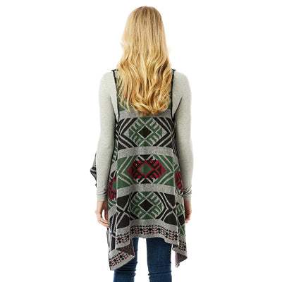 Aztec Pattern Vest With Button - Madeline Love - Flyclothing LLC