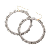 Beaded Pointed Raffia Wrapped Open Circle Dangle Earrings - Madeline Love - Flyclothing LLC