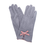 Bow Pointed Faux Suede Smart Touch Gloves - Madeline Love - Flyclothing LLC