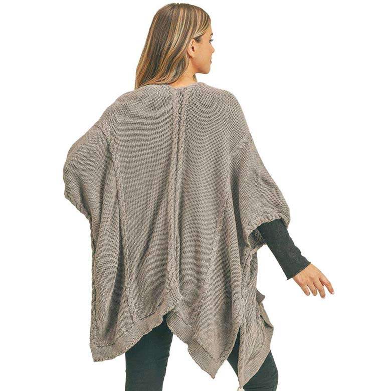 Braided Trim Lined Kimono Poncho Ruana - Madeline Love - Flyclothing LLC