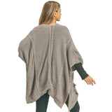Braided Trim Lined Kimono Poncho Ruana - Madeline Love - Flyclothing LLC